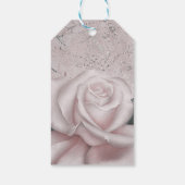 Blozende Witte Roos Glam Moderne Marmeren Bruidsdo Cadeaulabel (Achterkant)