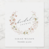 Blozende Witte Weide Bloemenkrans Bruidsshower Wijn Etiket (Enkel label)