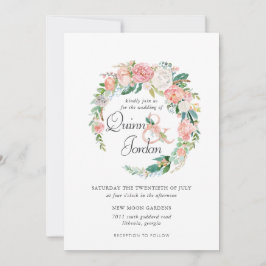 blozende zomer | Bloemenkrans bruiloft uitnodiging