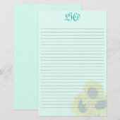 Blozende zonnebloemen gelinieerd monogram briefpap briefpapier (Voorkant / Achterkant)