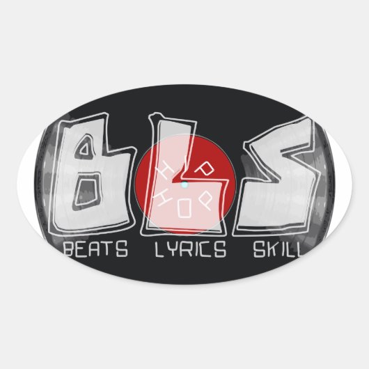 BLS slaat tekst vaardigheidHIP HOP Ovale Sticker (Voorkant)