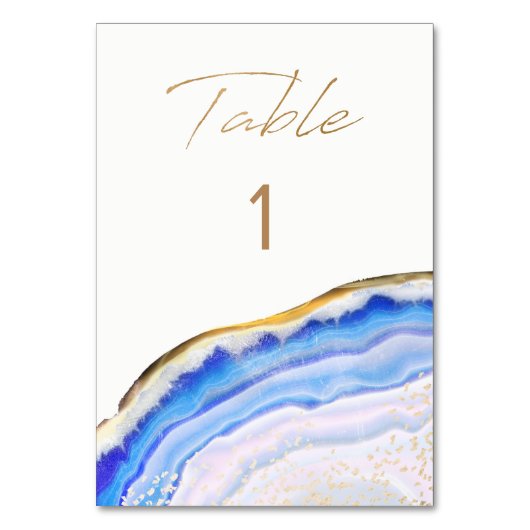 Blu Agate Table Numbers Kaart (Voorkant)