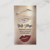 Blu Eyelash Brow Makeup Logo QR Code Lips Roos Visitekaartje (Voorkant)