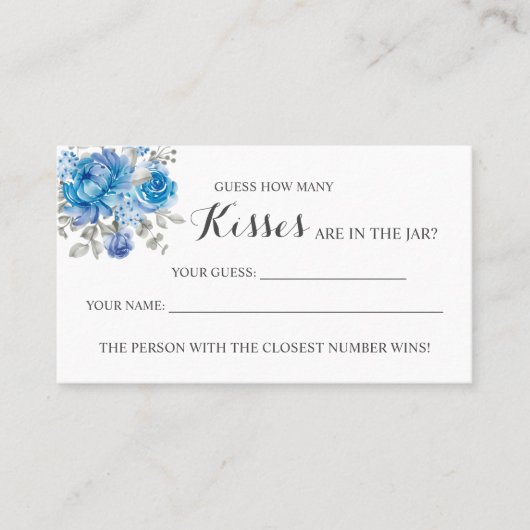 Blu Flower Hoeveel Kisses Vrijgezellenfeest game c Plaatskaartje (Voorkant)
