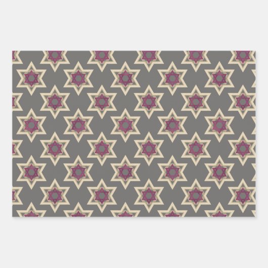 Blu, grijs, Gold Star van David Wrapping Paper (Voorkant 3)
