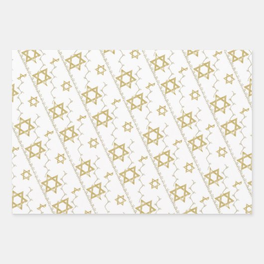 Blu, grijs, Gold Star van David Wrapping Paper (Voorkant 2)