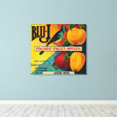 Blu-J Apple Crate LabelWatsonville, CA Canvas Afdruk (Insitu (Houten vloer))