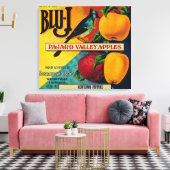 Blu-J Apple Crate LabelWatsonville, CA Canvas Afdruk (Insitu (Woonkamer))
