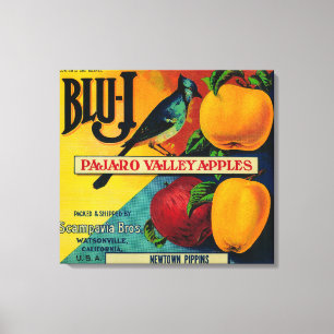 Blu-J Apple Crate LabelWatsonville, CA Canvas Afdruk