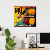 Blu-J Apple Crate LabelWatsonville, CA Poster (Thuiskantoor)