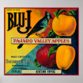 Blu-J Apple Crate LabelWatsonville, CA Poster (Voorkant)