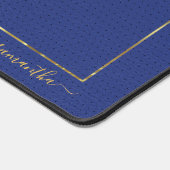 Blu lederen textuur gouden lijst minimalistisch de bureaumat (Hoek)