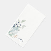 Blu-Waterverf foliage Monogram papier gastdoeken Servet (Hoek)