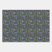Bluberry paarse groen grijs patroon inpakpapier vel (Voorkant)
