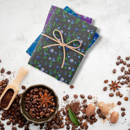 Bluberry paarse groen grijs patroon inpakpapier vel