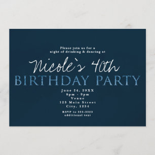 Blue 13TH 13 Birthday Party Invitation Kaart