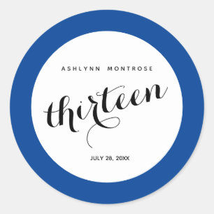 Blue 13th Birthday Classic Round Sticker