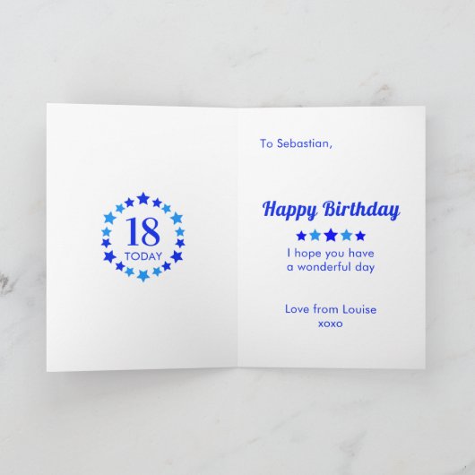 Blue 18 Today of any age  Birthday Car Kaart (Binnen)