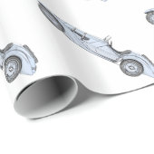 Blue 1936 BMW 328 Pencil Style Rendering Cadeaupapier (Rol Hoek)