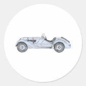  Blue 1936 BMW 328 Roadster Pencil Drawing Ronde Sticker (Voorkant)
