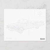 Blue 1960 Chevy Impala Convertible Pencil Tekening Briefkaart (Achterkant)
