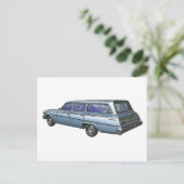 Blue 1962 Chevrolet station wagon. Briefkaart (Staand voorkant)