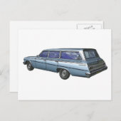 Blue 1962 Chevrolet station wagon. Briefkaart (Voorkant / Achterkant)