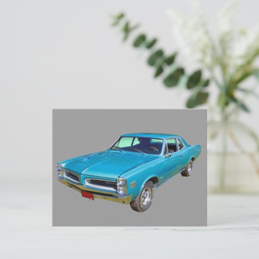 Blue 1966 Pontiac Le Mans Muscle Car Briefkaart (Staand voorkant)