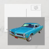 Blue 1966 Pontiac Le Mans Muscle Car Briefkaart (Voorkant / Achterkant)