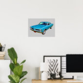 Blue 1966 Pontiac Le Mans Muscle Car Poster (Thuiskantoor)
