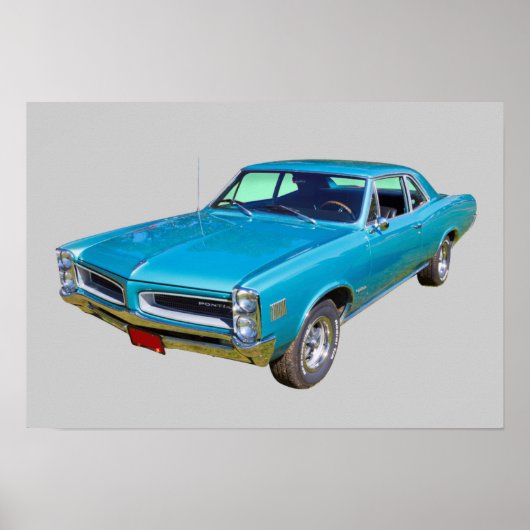 Blue 1966 Pontiac Le Mans Muscle Car Poster (Voorkant)