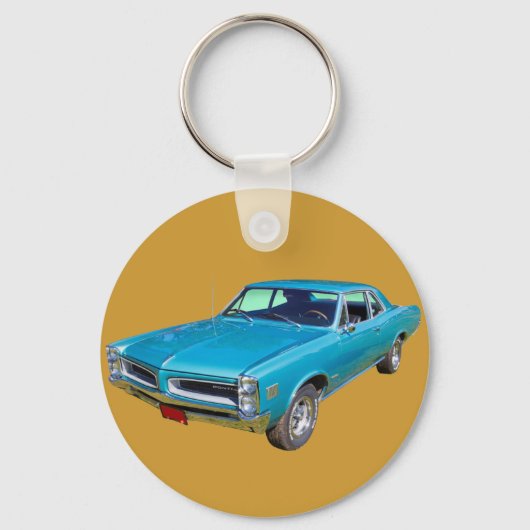 Blue 1966 Pontiac Le Mans Muscle Car Sleutelhanger (Voorkant)