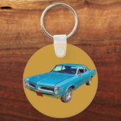 Blue 1966 Pontiac Le Mans Muscle Car Sleutelhanger (Voorkant)