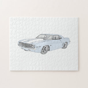 Blue 1969 Chevy Camaro Drawing Legpuzzel