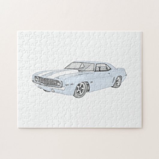 Blue 1969 Chevy Camaro Drawing Legpuzzel (Horizontaal)
