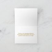 Blue 1st Birthday Baptism Gold Text Photo for Boy Bedankkaart (Binnen)