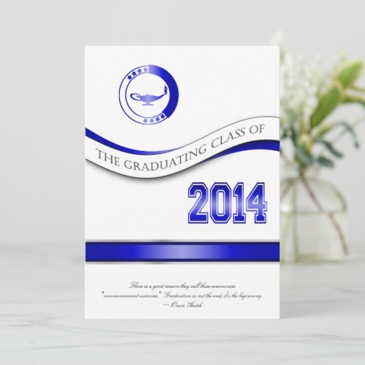 Blue 2014 Afstuderen Uitnodiging/Aankondiging Kaart (Staand voorkant)