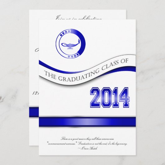 Blue 2014 Afstuderen Uitnodiging/Aankondiging Kaart (Voorkant / Achterkant)