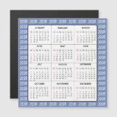 Blue 2018 Calendar Square Magnetic Card (Voorkant / Achterkant)