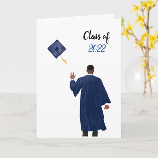 Blue 2022 Gefeliciteerd, Afstuderen Kaart - Mannel (Gele Bloem)