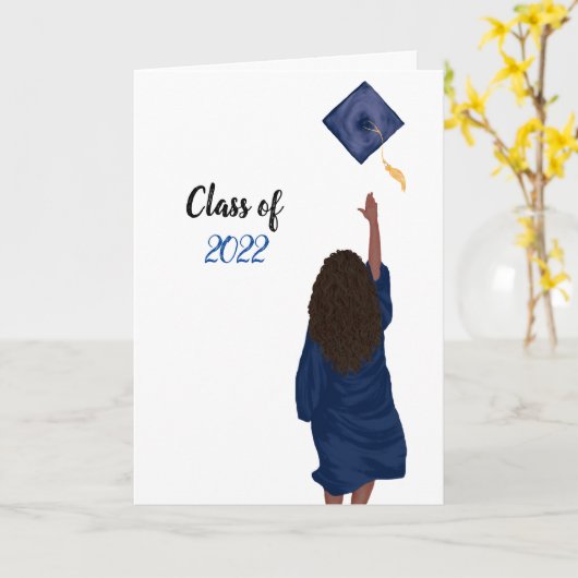 Blue 2022 Gefeliciteerd, Afstuderen Kaart - Vrouw (Gele Bloem)