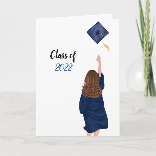 Blue 2022 Gefeliciteerd, Afstuderen Kaart - Vrouw (Voorkant)