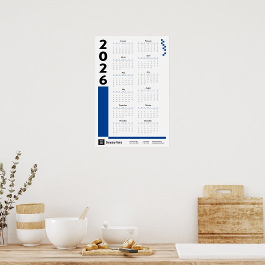 Blue 2026 Corporate Wall Calendar Poster (Keuken)