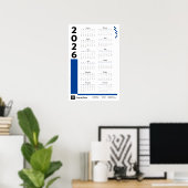 Blue 2026 Corporate Wall Calendar Poster (Thuiskantoor)