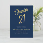 Blue 21st Birthday Gold Script 21 Birthday Kaart (Staand voorkant)