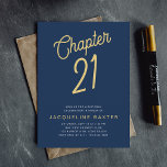 Blue 21st Birthday Gold Script 21 Birthday Kaart<br><div class="desc">Viel een mijlpaal verjaardag met uw familie en vrienden met dit stijlvolle blauwe en goudschrift 21ste verjaardagsfeestuitnodiging! Dit elegante ontwerp is ideaal voor een mijlpaalfeest en zorgt er zeker voor dat uw gasten enthousiast zijn over de speciale dag. Nodig uw familie en vrienden uit om samen met u uw 21ste...</div>