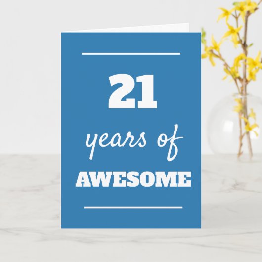 Blue 21st Birthday Kaart (Gele Bloem)