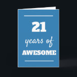 Blue 21st Birthday Kaart<br><div class="desc">Blauw 21 jaar geweldige kaart voor zijn 21e verjaardag,  die u het binnenkaartbericht gemakkelijk kunt personaliseren indien gewenst.</div>