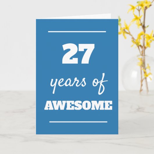 Blue 27th Birthday Kaart (Gele Bloem)