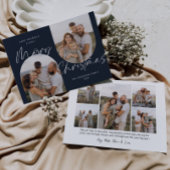 Blue 2 Arch Photos Modern Elegant Script Christmas Feestdagenkaart